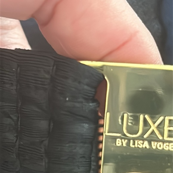 Luxe by Lisa Vogel Black One Piece Swimsuit with Gold Zipper and Mesh Panels 12 - Picture 6 of 13